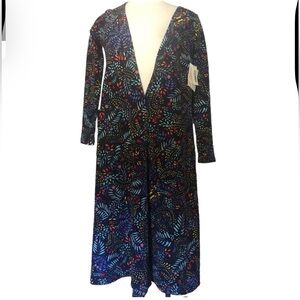 Lularoe Colorful Leaf Print Long Cardigan